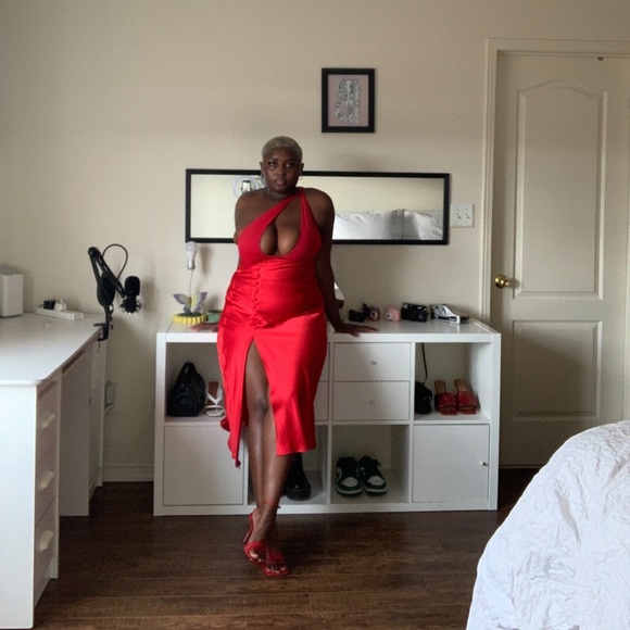 Zara Red Satin Midi Dress - Picture 8 of 16